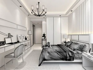 stylish bedroom complete 16 3D Model