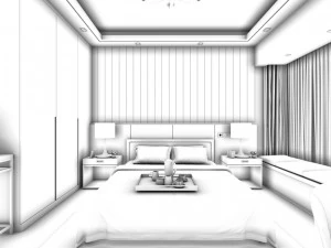 stylish bedroom complete 16 3D Model