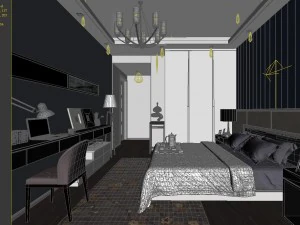 stylish bedroom complete 16 3D Model