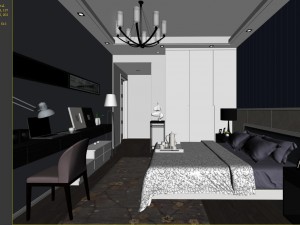 stylish bedroom complete 16 Modello 3D