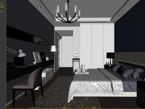 stylish bedroom complete 16 3D Model