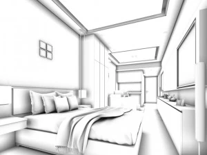 stylish bedroom complete 17 3D Model