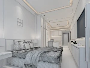 stylish bedroom complete 17 3D Model