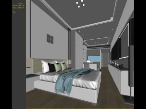 stylish bedroom complete 17 3D Model