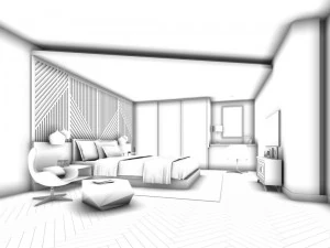 stylish bedroom complete 18 3D Model