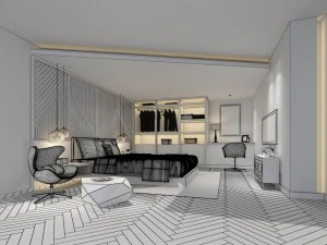 stylish bedroom complete 18 3D Model
