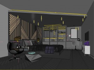 stylish bedroom complete 18 Modello 3D