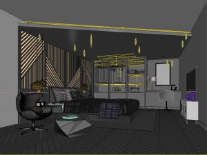 stylish bedroom complete 18 3D Model
