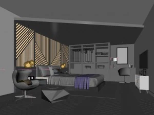 stylish bedroom complete 18 3D Model
