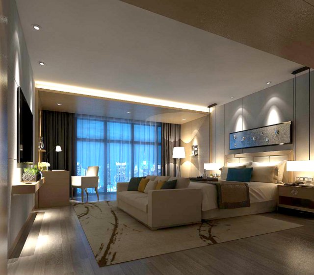 stylish bedroom complete 21 3D 模型 .c4d .max .obj .3ds .fbx .stl .blend 