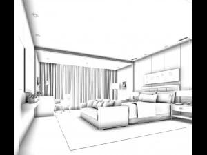 stylish bedroom complete 21 3D Model