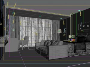 stylish bedroom complete 21 3D Model