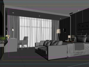 stylish bedroom complete 21 3D Model