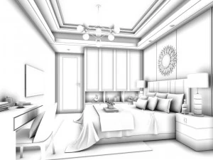 stylish bedroom complete 22 3D Model