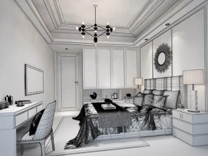 stylish bedroom complete 22 3D Model