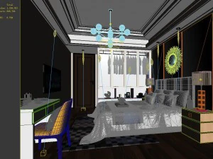 stylish bedroom complete 22 3D Model