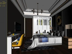 stylish bedroom complete 22 3D Model