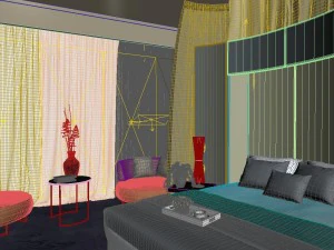 stylish bedroom complete 23 3D Model