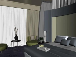 stylish bedroom complete 23 3D Model
