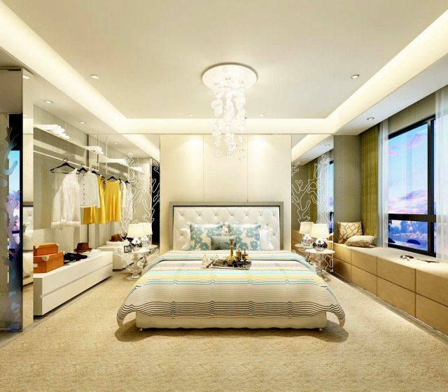 stylish bedroom complete 24 3D Модель .c4d .max .obj .3ds .fbx .stl .blend 