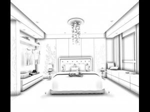 stylish bedroom complete 24 3D Model