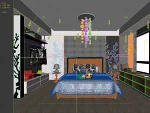 stylish bedroom complete 24 3D Model