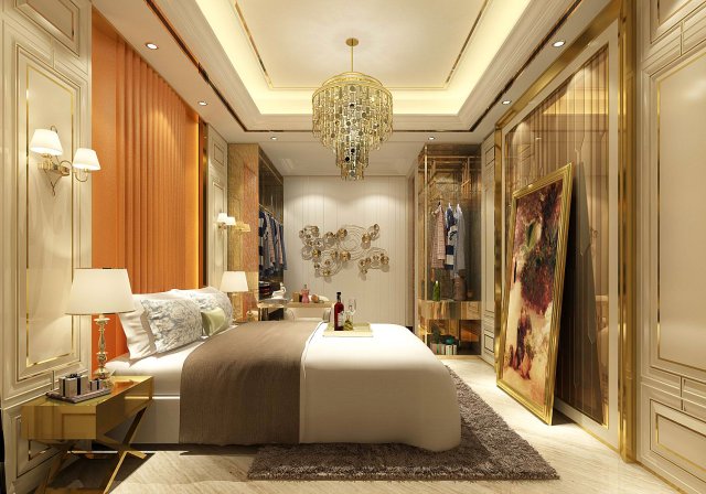 stylish bedroom complete 25 3D Модель .c4d .max .obj .3ds .fbx .stl .blend 