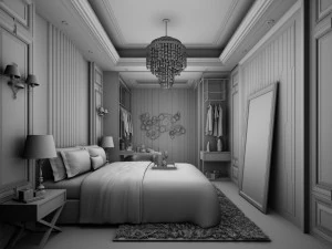 stylish bedroom complete 25 3D Model