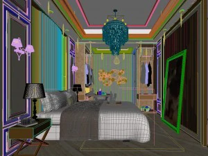 stylish bedroom complete 25 3D Model