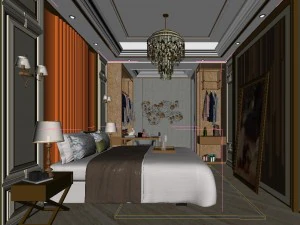 stylish bedroom complete 25 3D Model