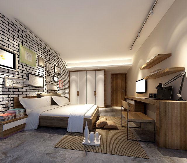 stylish bedroom complete 26 3D Модель .c4d .max .obj .3ds .fbx .stl .blend 
