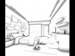 stylish bedroom complete 26 3D Model