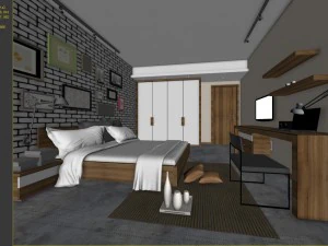 stylish bedroom complete 26 3D Model