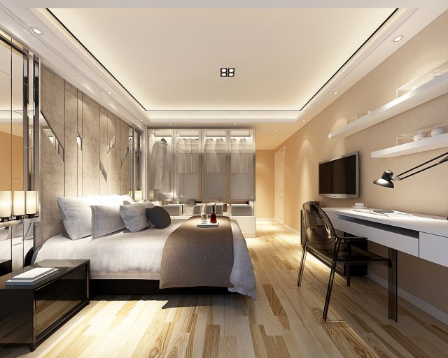 stylish bedroom complete 27 Model 3D .c4d .max .obj .3ds .fbx .stl .blend 