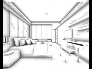 stylish bedroom complete 27 3D Model