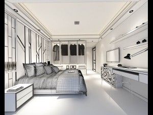 stylish bedroom complete 27 Model 3D