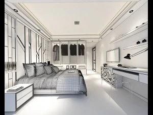 stylish bedroom complete 27 3D Model