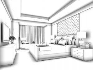 stylish bedroom complete 28 Model 3D