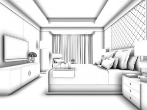 stylish bedroom complete 28 Model 3D