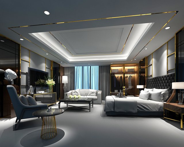 stylish bedroom complete 29 3D 模型 .c4d .max .obj .3ds .fbx .stl .blend 