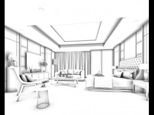 stylish bedroom complete 29 3D Model