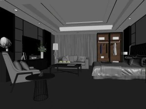 stylish bedroom complete 29 3D Model