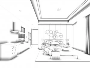 stylish bedroom complete 30 3D Model