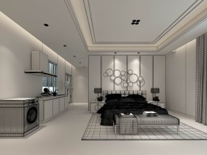 stylish bedroom complete 30 Model 3D