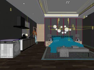 stylish bedroom complete 30 3D Model