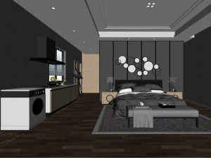stylish bedroom complete 30 3D Model