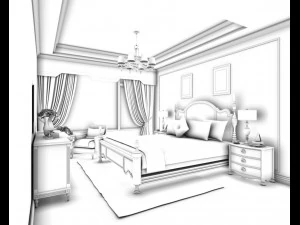 stylish bedroom complete 31 3D Model