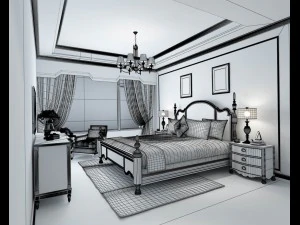 stylish bedroom complete 31 3D Model