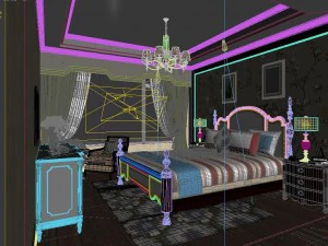 stylish bedroom complete 31 3D Model