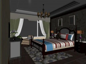 stylish bedroom complete 31 3D Model